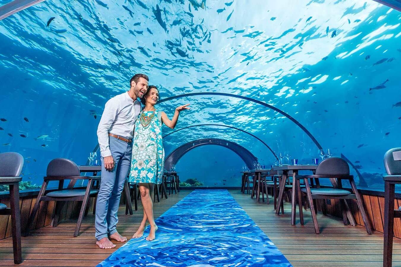 Maldives hotels that offer dinner at an underwater restaurant